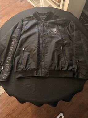Harley-Davidson Black Nylon Flight Jacket with Skull Patch